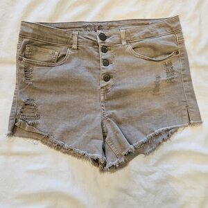 Rue21 Distressed Beige Denim Shorts